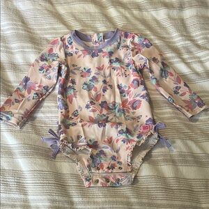 Ruffle Butts Floral Long Sleeve One Piece Bathing Suit